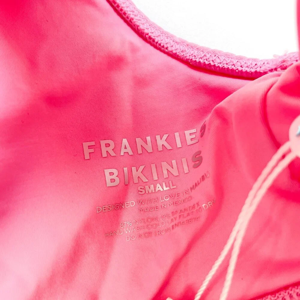 Frankies Bikinis Connor Ribbed Scoop Bikini Top Cherub Pink Size Small NWT